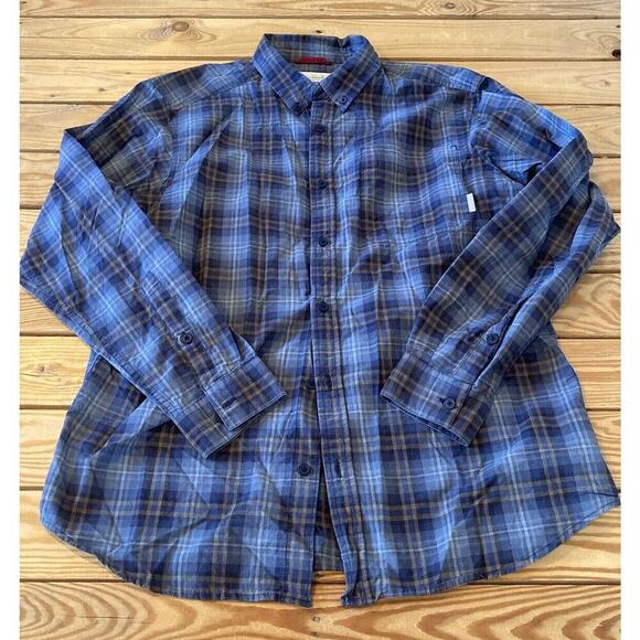 Columbia Button Up Plaid Shirt Size Large Men’s Blue Long Sleeve - Picture 1 of 7